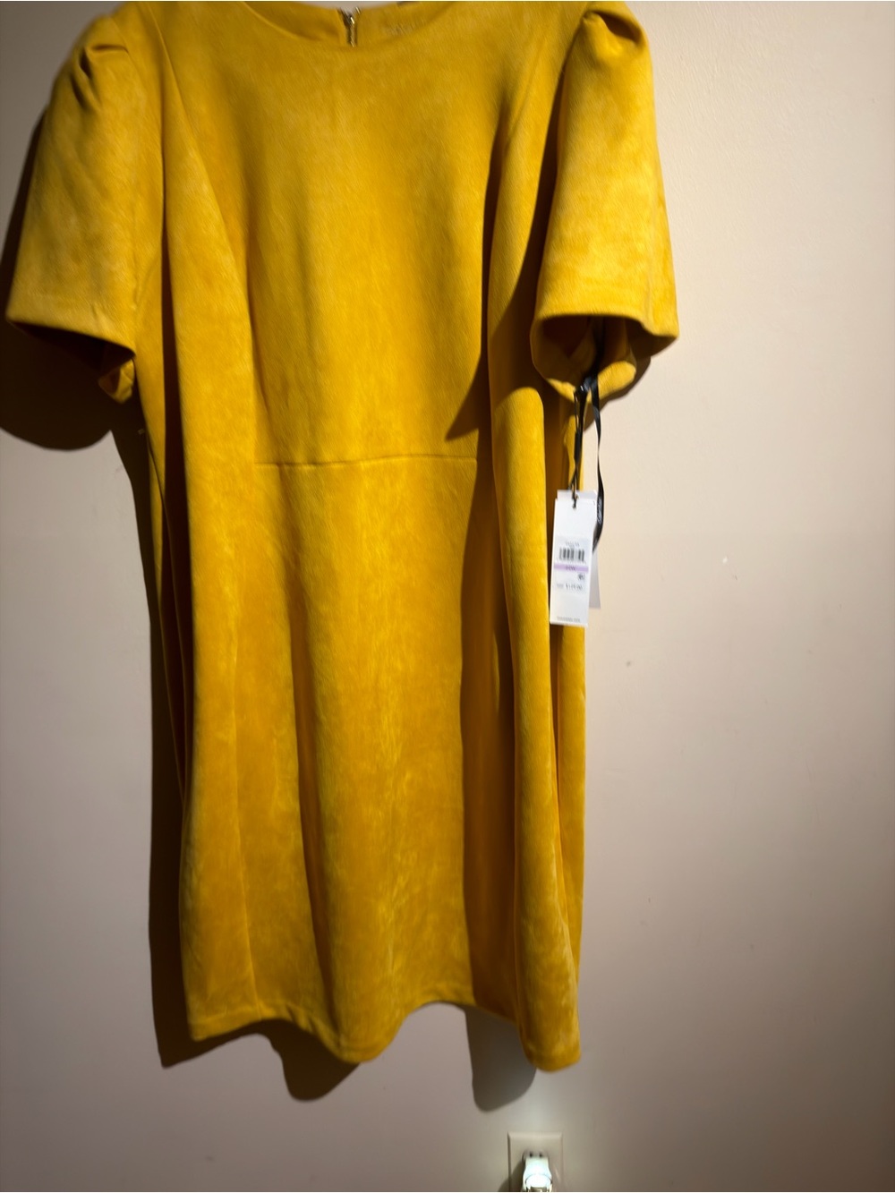 Calvin Klein Mustard Suede-Look Shift Dress